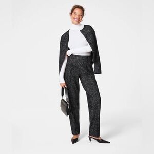 Spanx Ponte Barrel Leg Black Herringbone High Waist Relaxed Fit Sz M / Tall NWT